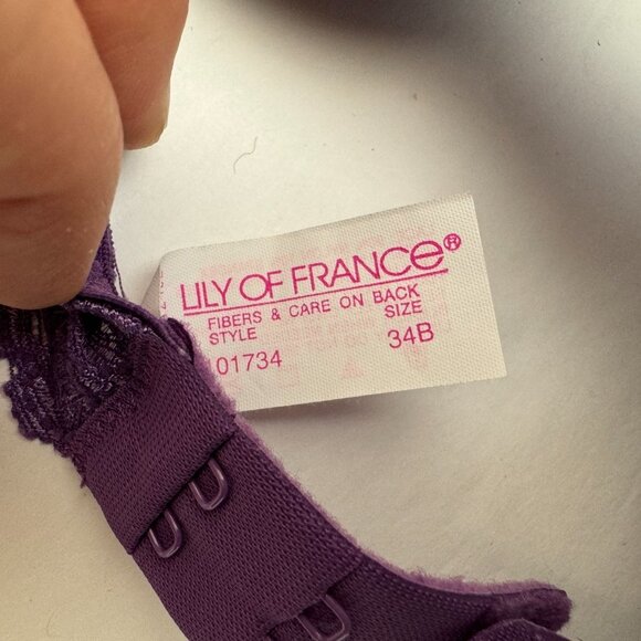 Lily of France Lace Bra Size 34B Purple - Picture 7 of 7